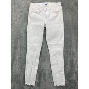 Paige Women's Jeans 26 White Denim Verdugo‎ Ankle Skinny Light Wash Raw Hem